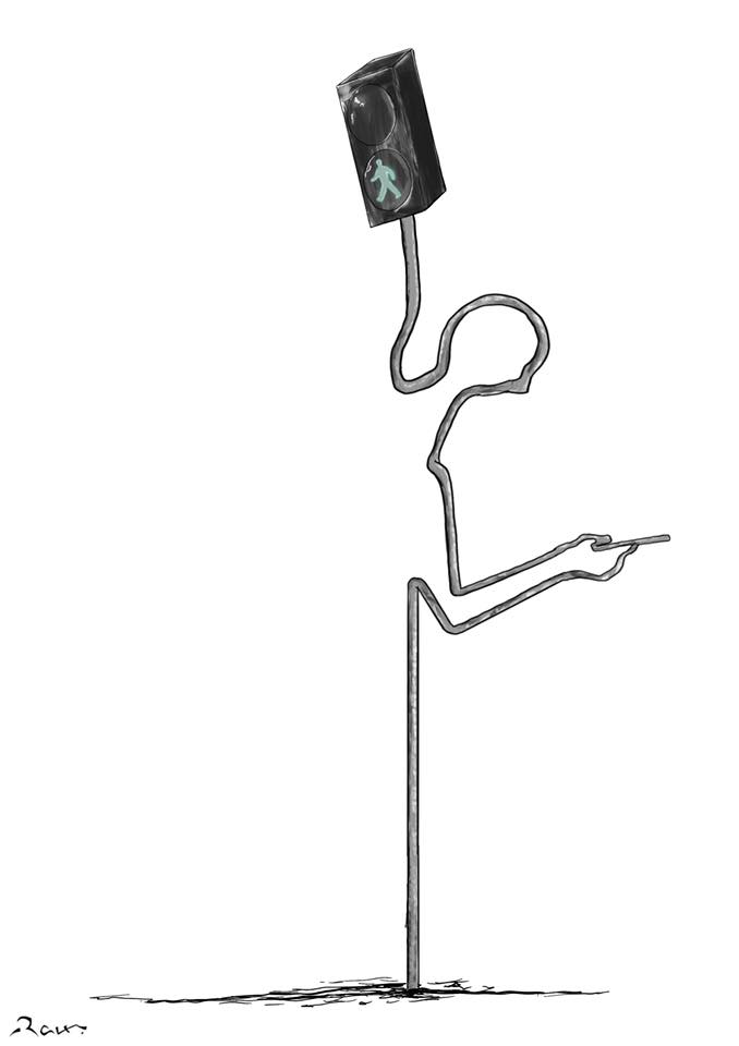 Political cartoon by Rafat Alkhatib, “Be careful”, 13 August 2019.