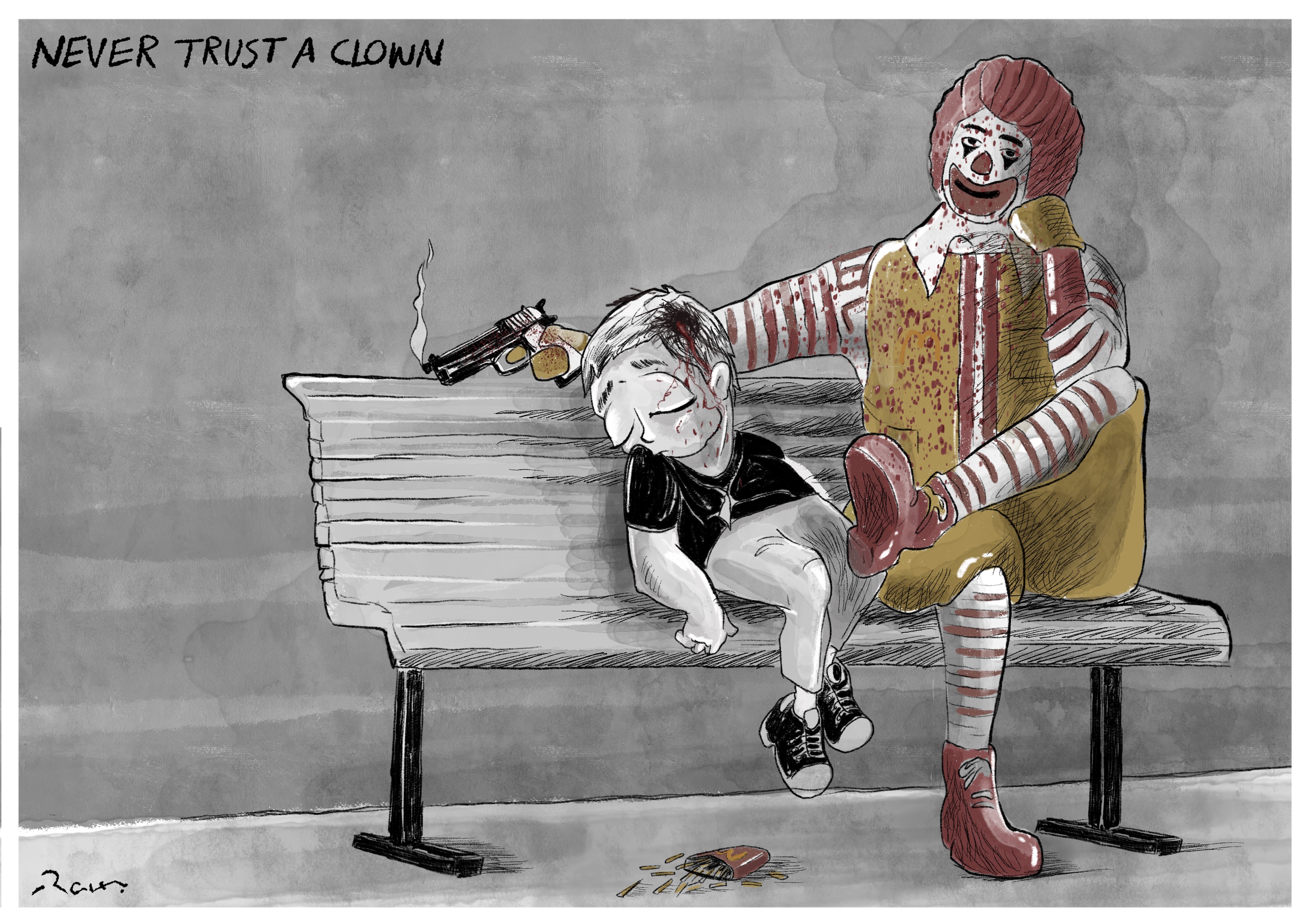 Political cartoon by Rafat Alkhatib, “Boycutt McDonald”, 21 October 2023.