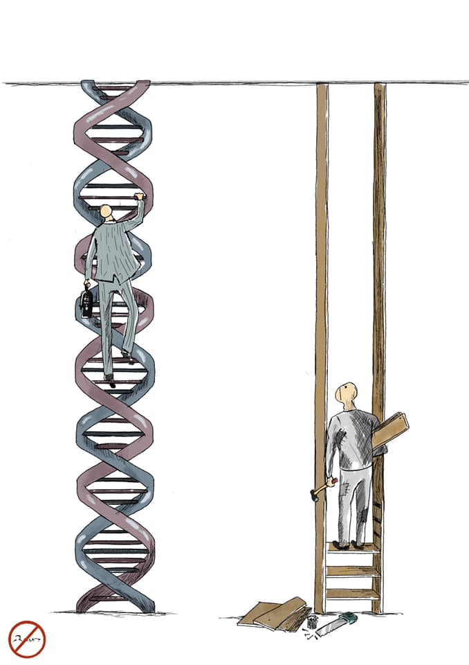 Political cartoon by Rafat Alkhatib, “Climbing luck”, 6 January 2021.