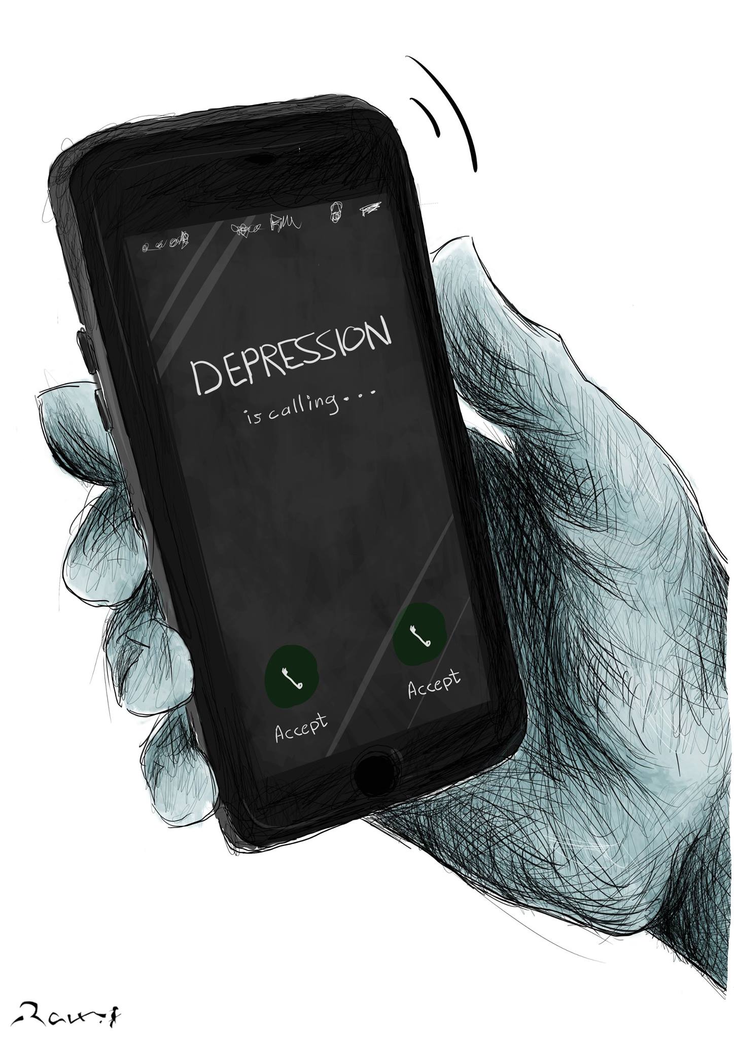 Political cartoon by Rafat Alkhatib, “Depressions”, 10 September 2017.