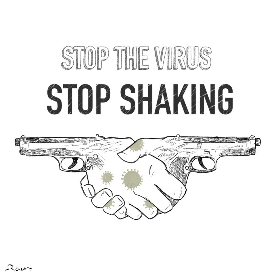 Political cartoon by Rafat Alkhatib, “Do your part”, 16 March 2020.