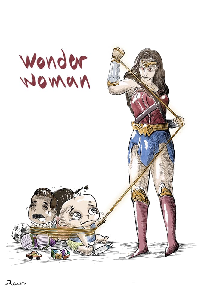 Political cartoon by Rafat Alkhatib, “Gal Gadot”, 24 May 2021.