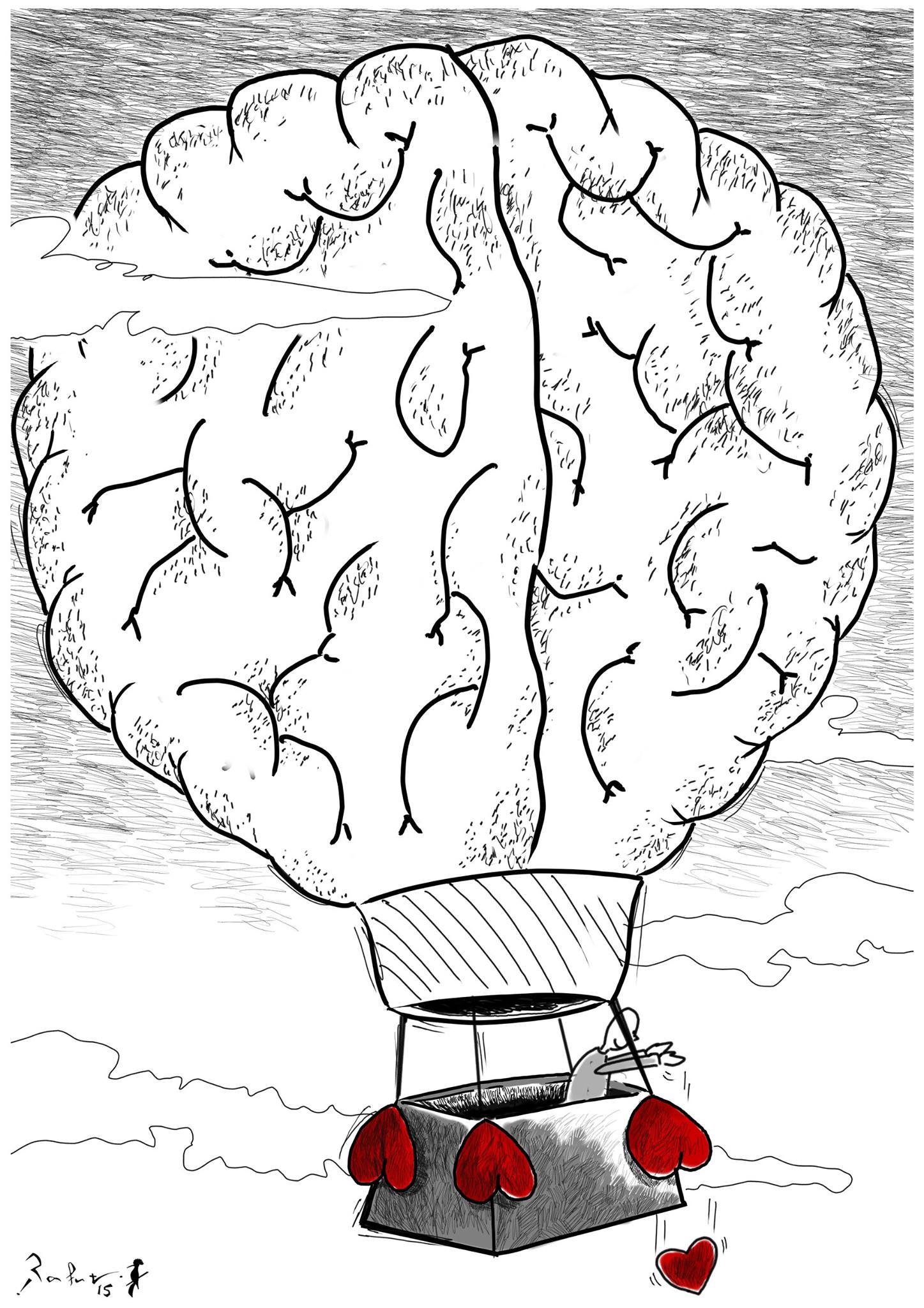 Political cartoon by Rafat Alkhatib, “Heart and Mind”, 25 November 2015.