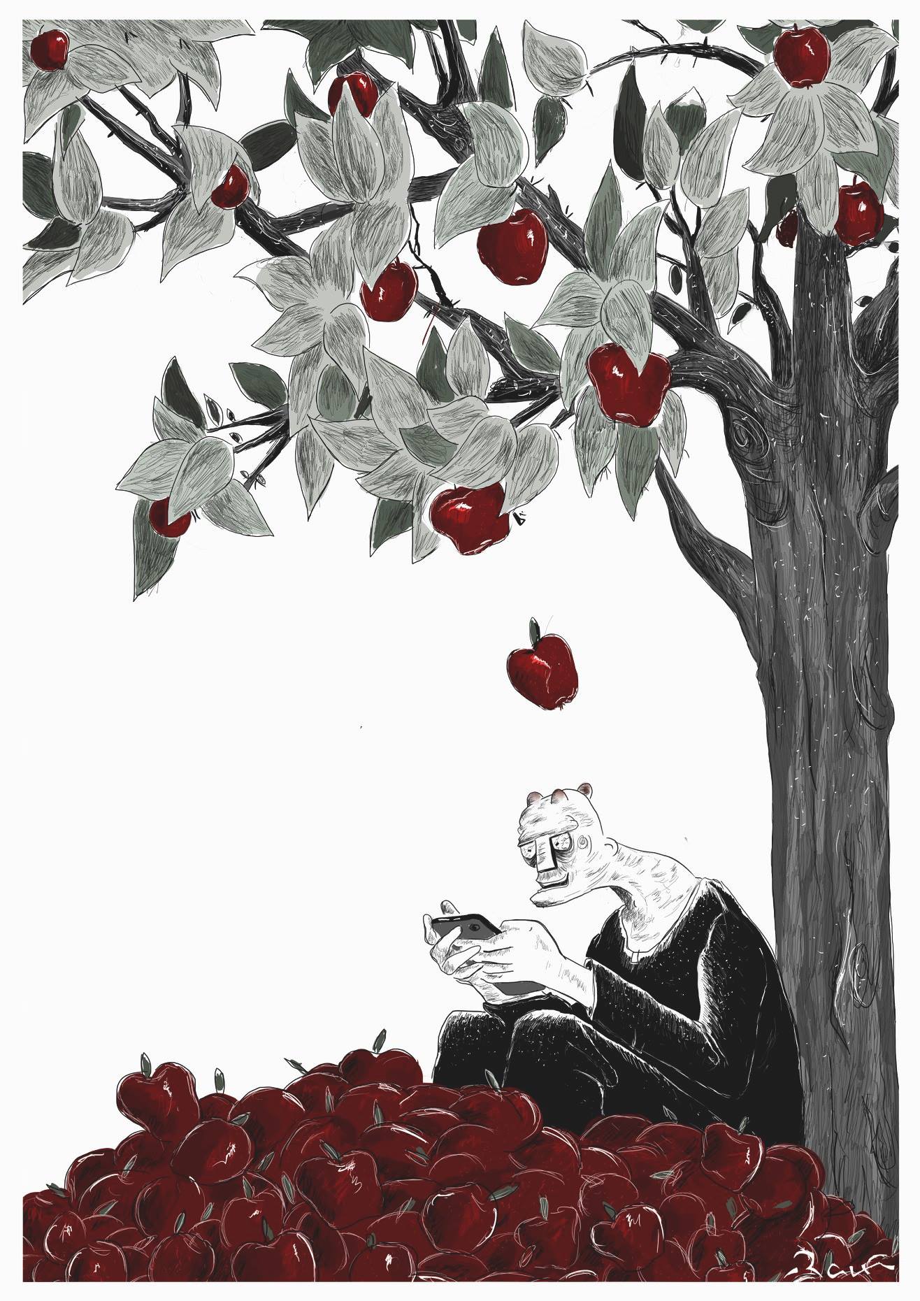 Political cartoon by Rafat Alkhatib, “Isaac newton”, 10 July 2018.