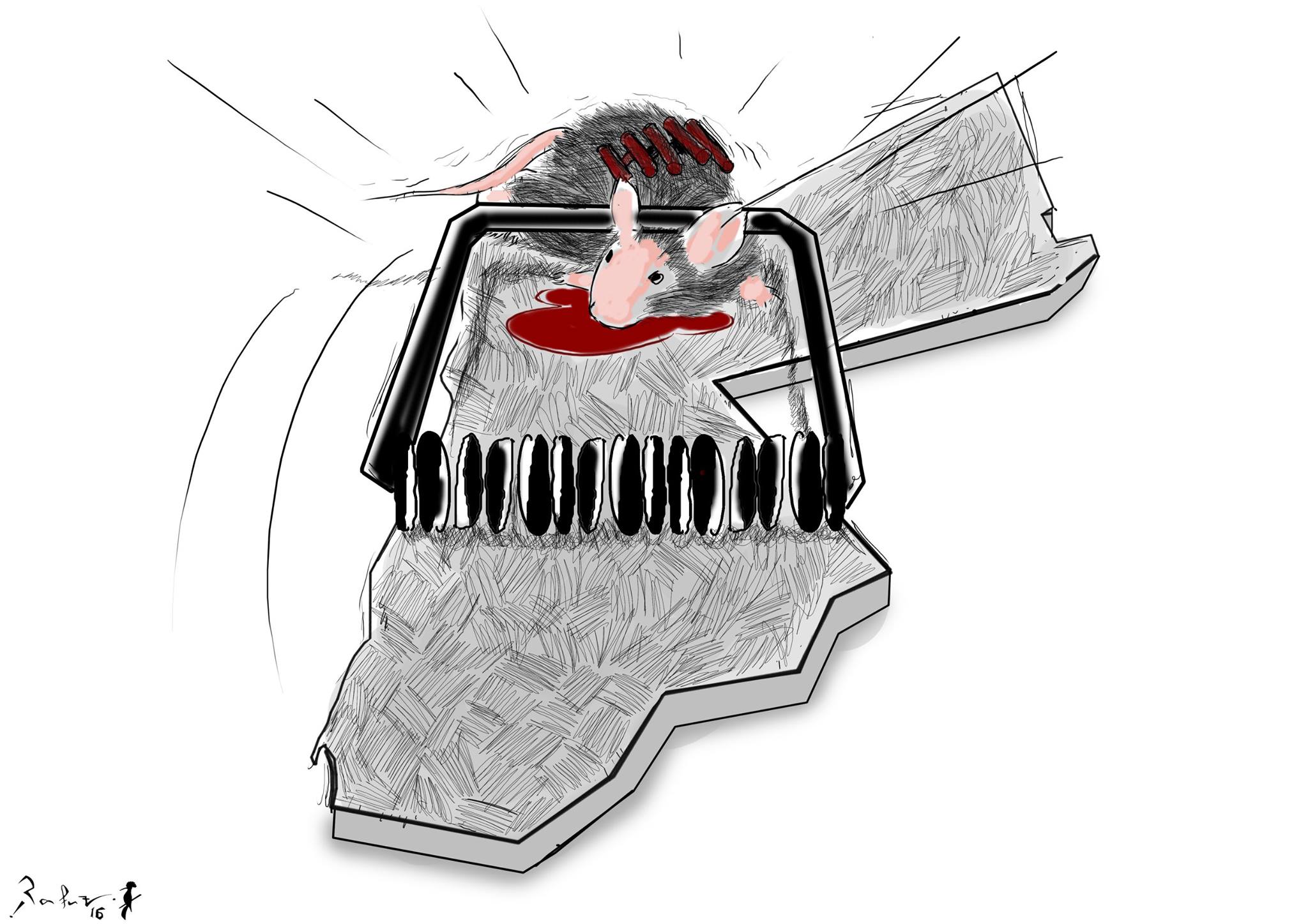 Political cartoon by Rafat Alkhatib, “Jordan against terrorism”, 3 March 2016.