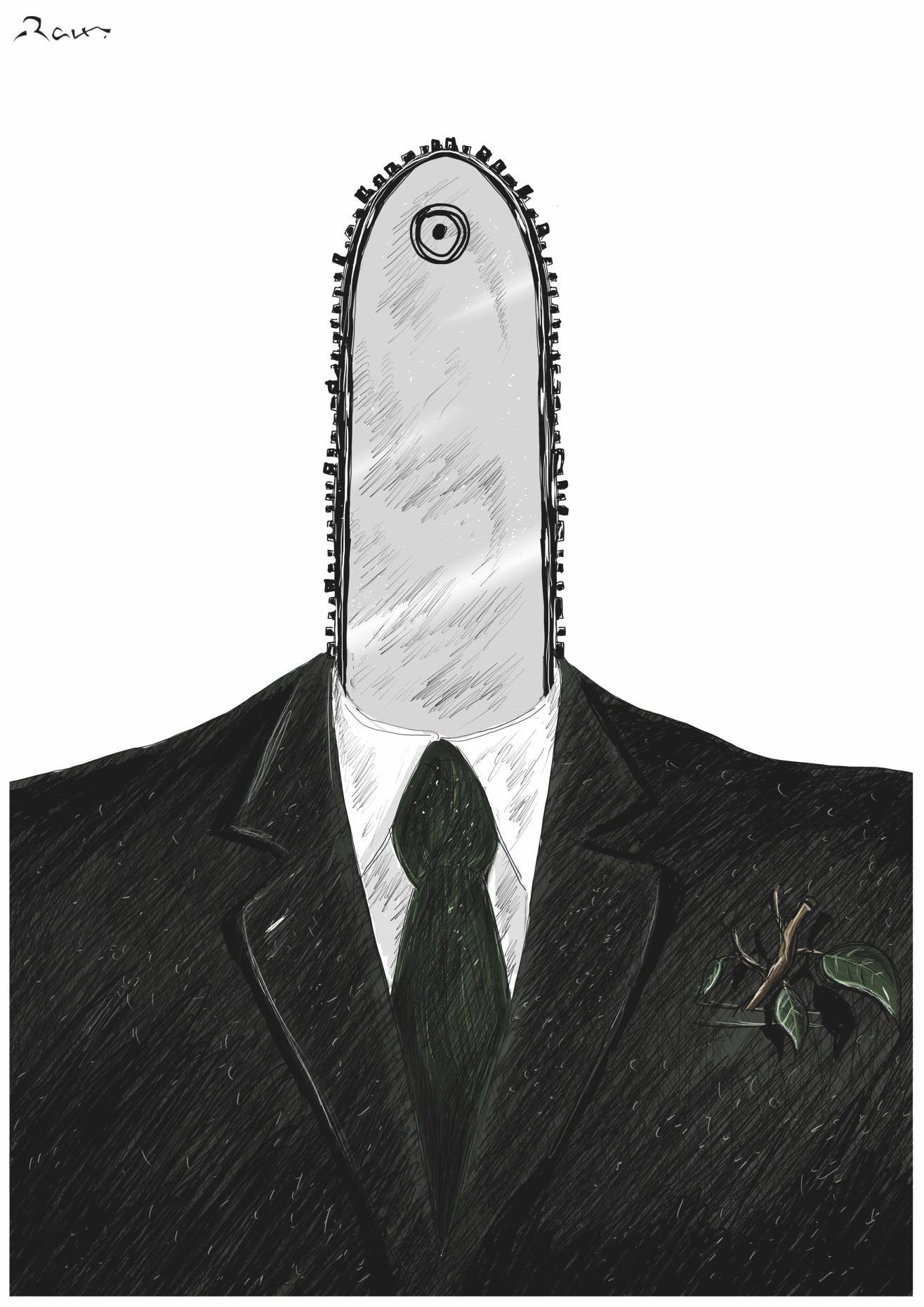 Political cartoon by Rafat Alkhatib, “Master”, 12 July 2018.