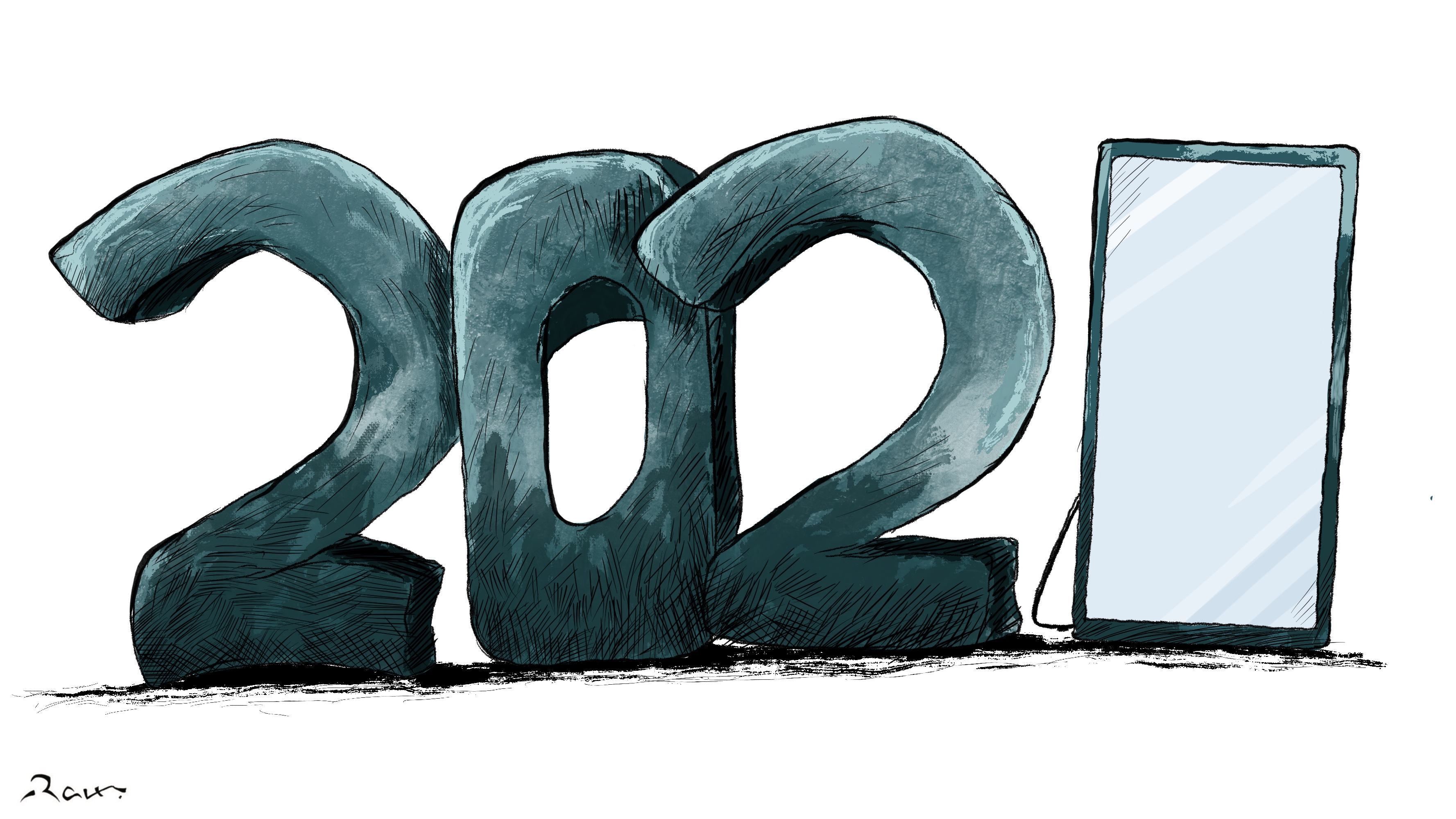 Political cartoon by Rafat Alkhatib, “The New Year”, 31 December 2022.