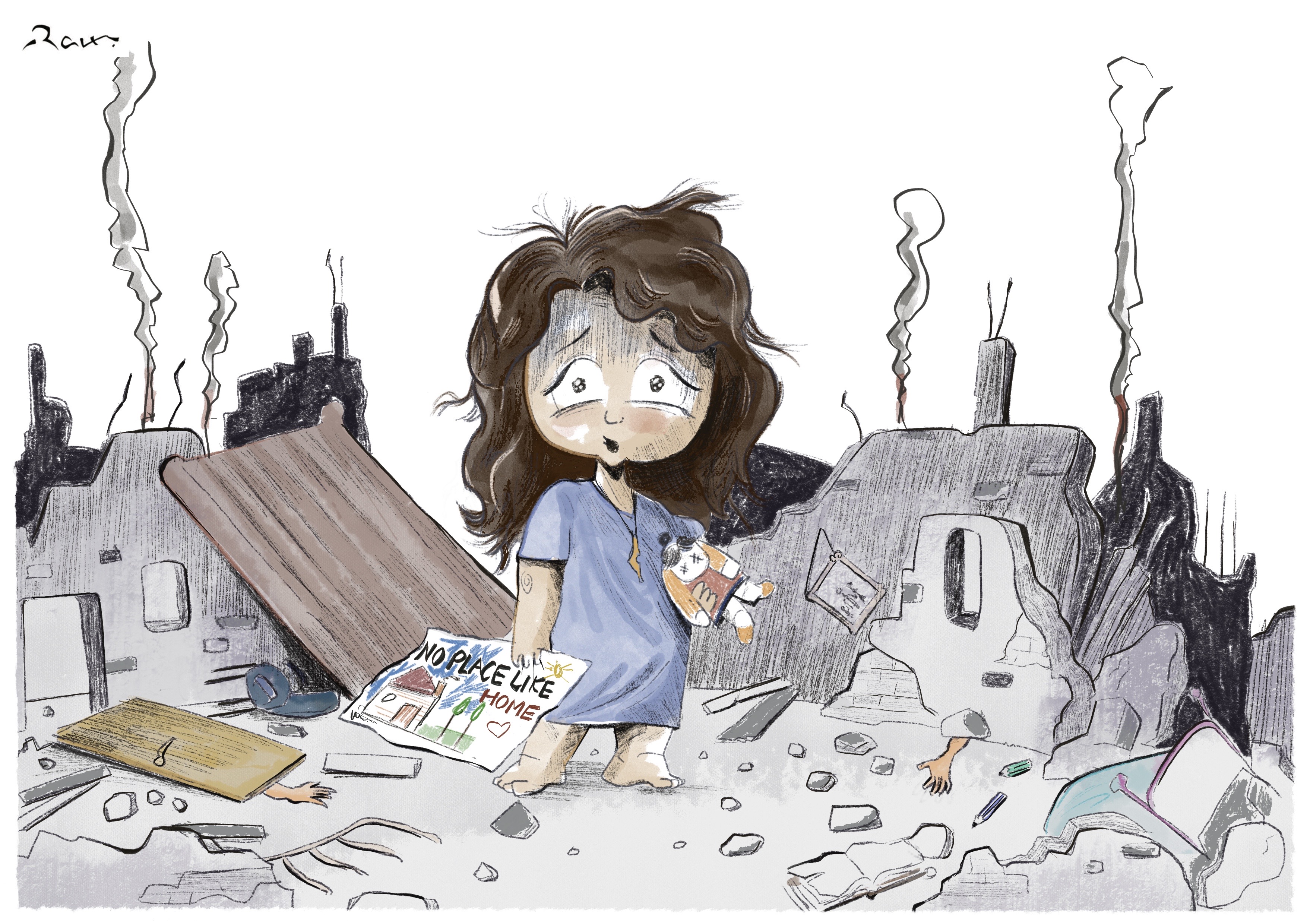 Political cartoon by Rafat Alkhatib, “No Place Like Home”, 14 May 2023.