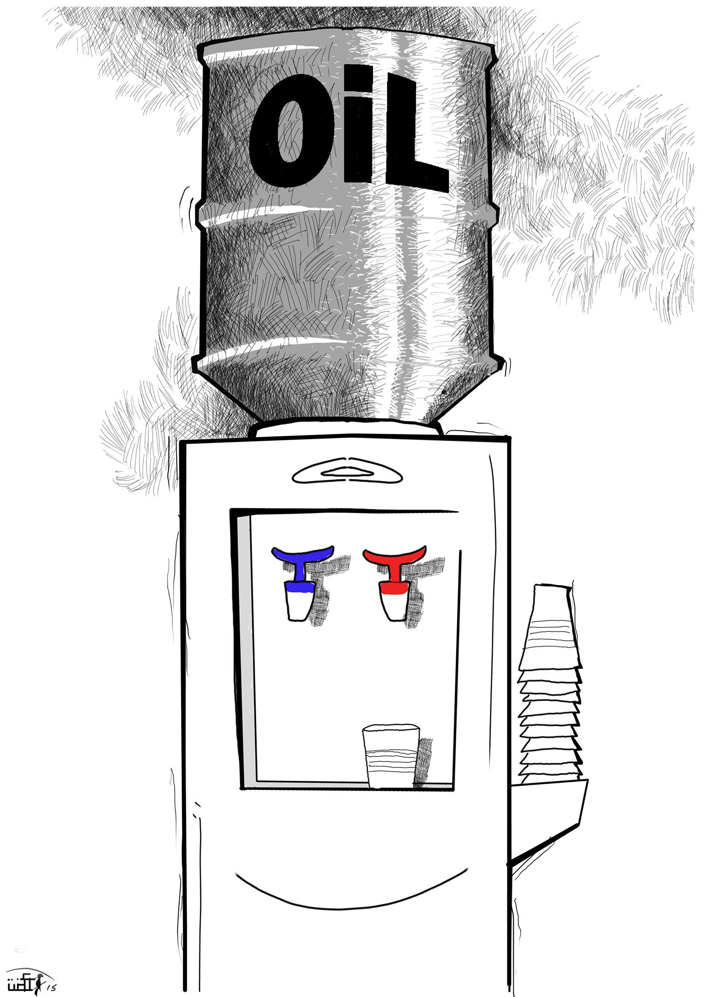 Political cartoon by Rafat Alkhatib, “Oil Prices”, 11 June 2015.
