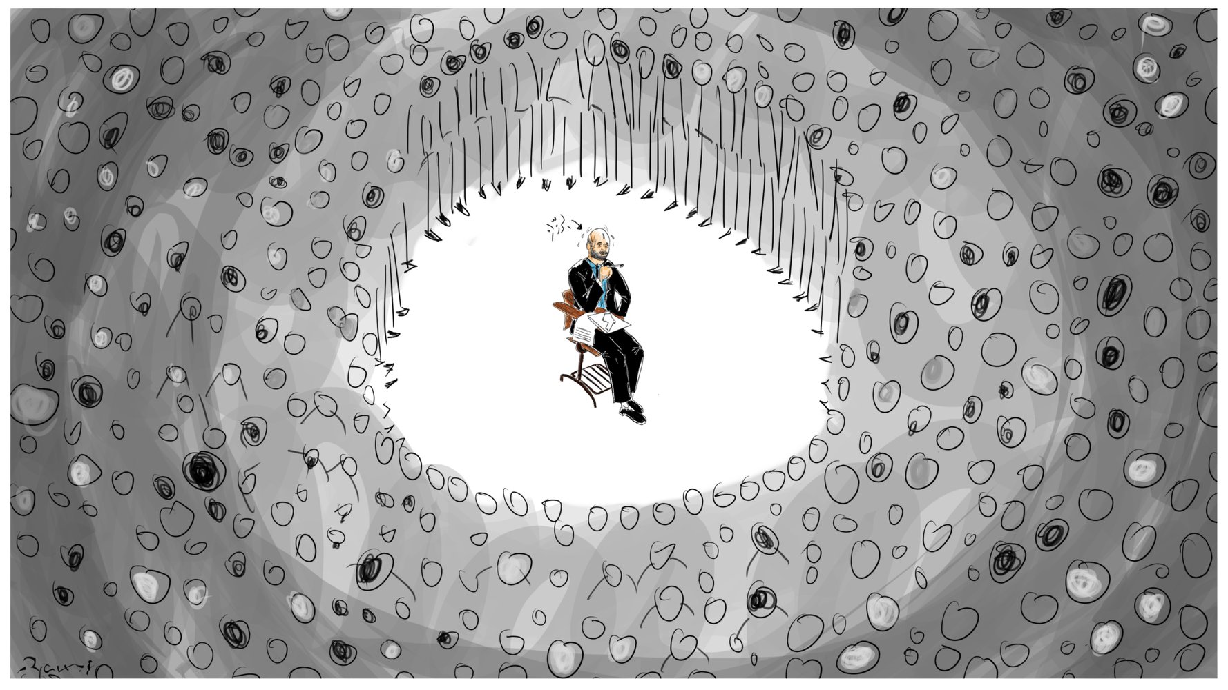 Political cartoon by Rafat Alkhatib, “Omar Al Razzaz is the prime minister”, 5 June 2018.