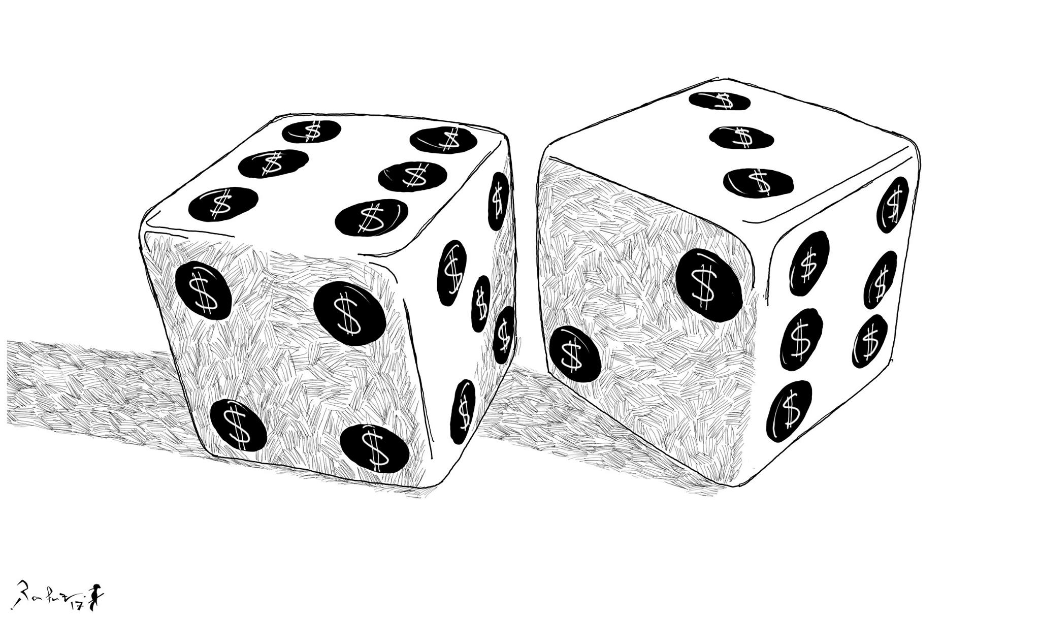 Political cartoon by Rafat Alkhatib, “Opportunity Cost”, 8 February 2017.