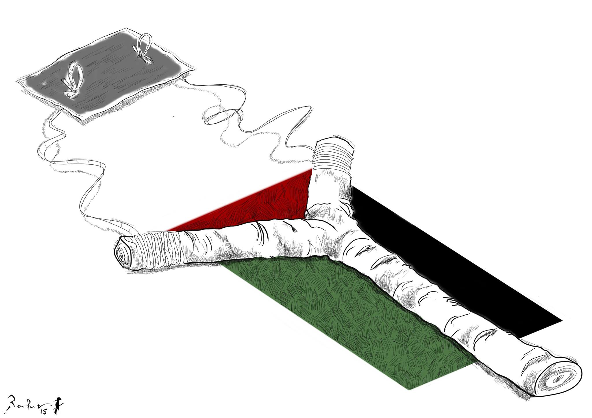 Political cartoon by Rafat Alkhatib, “Palestinian Resistance”, 15 October 2015.