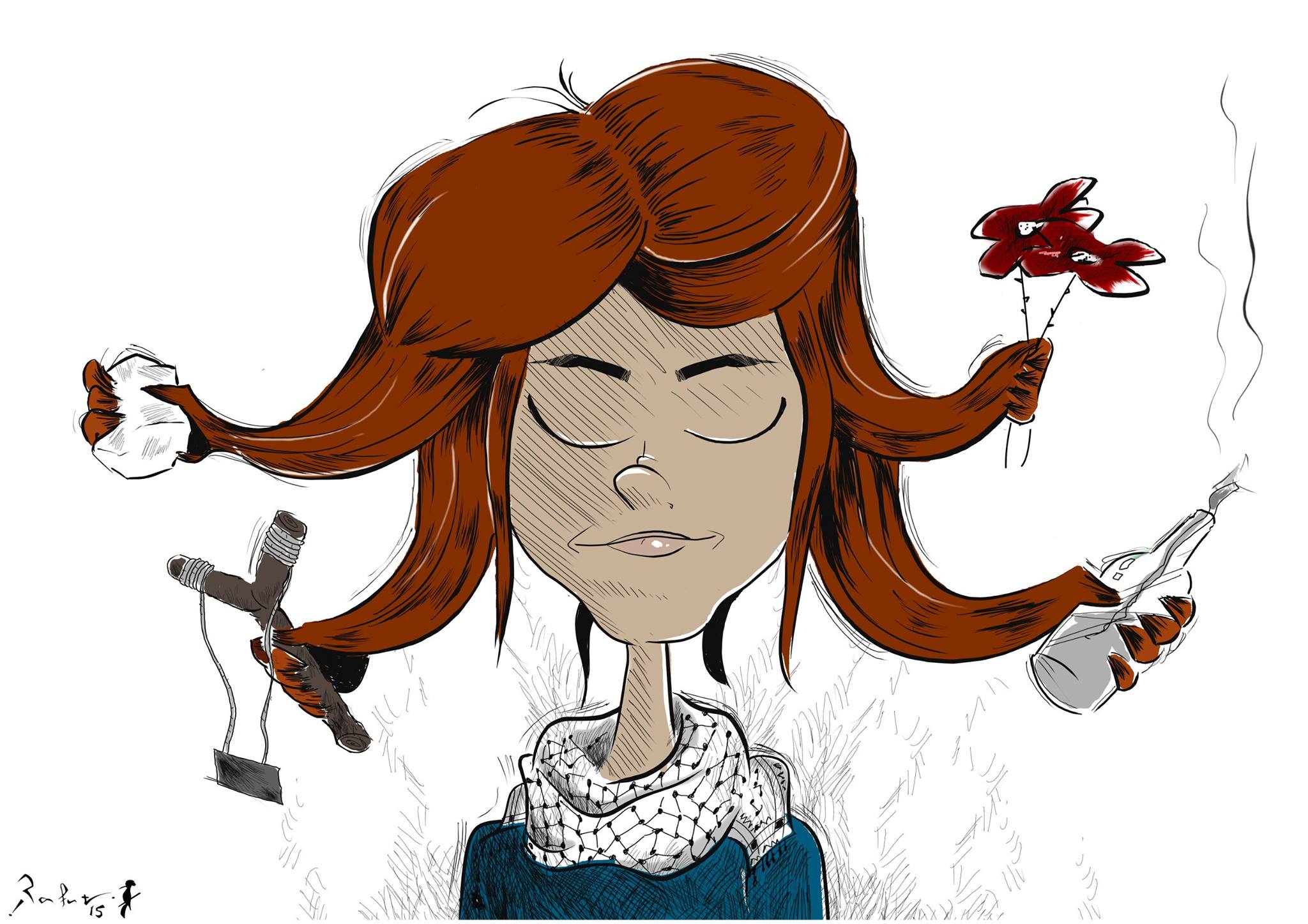 Political cartoon by Rafat Alkhatib, “Palestinian Women”, 14 October 2015.