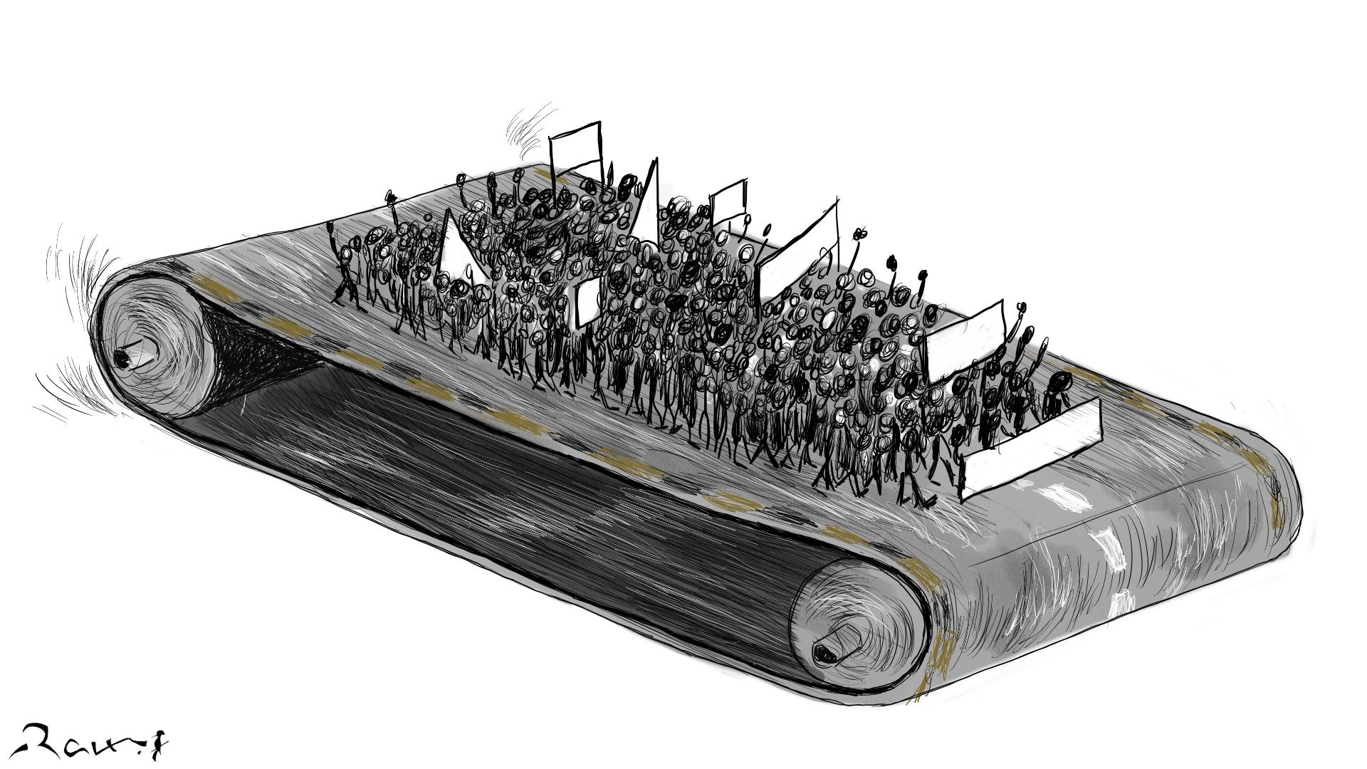 Political cartoon by Rafat Alkhatib, “People’s Revolution”, 29 September 2017.