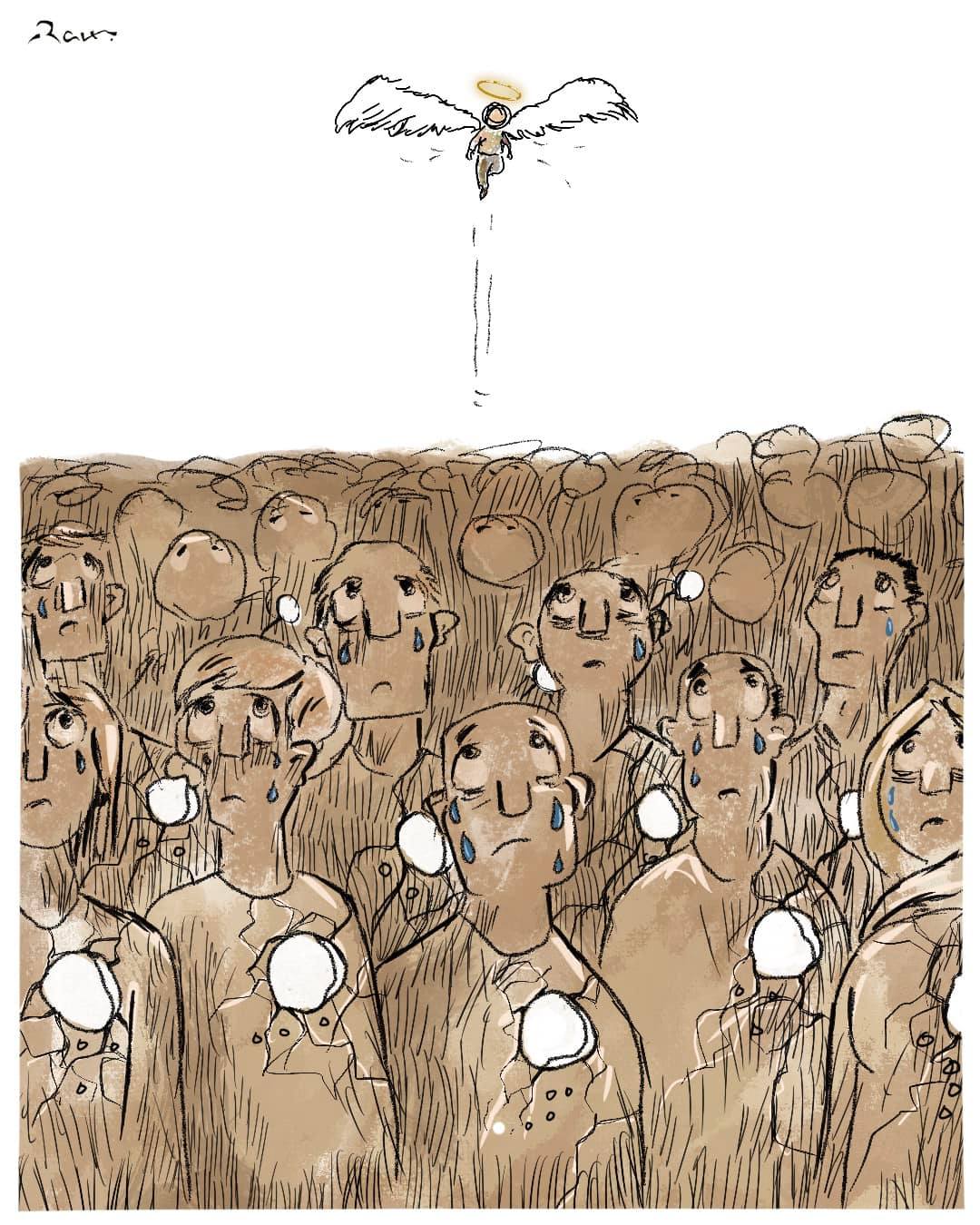 Political cartoon by Rafat Alkhatib, “Rayan”, 6 February 2022.