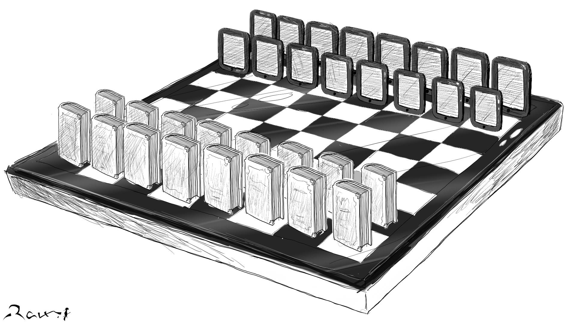 Political cartoon by Rafat Alkhatib, “Reading Tools”, 9 October 2017.