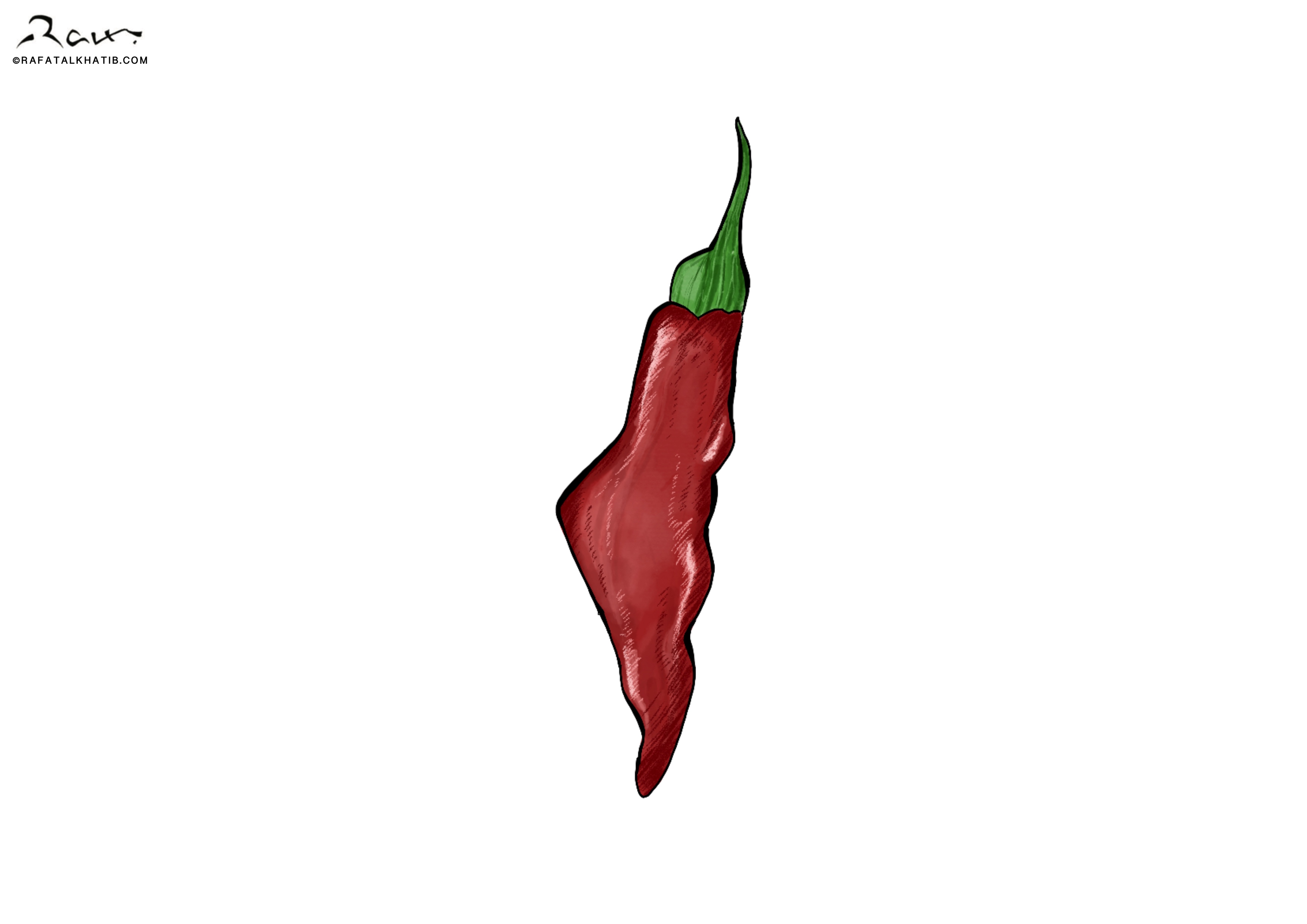Political cartoon by Rafat Alkhatib, “Red Hot Gazan pepper”, 25 September 2024.