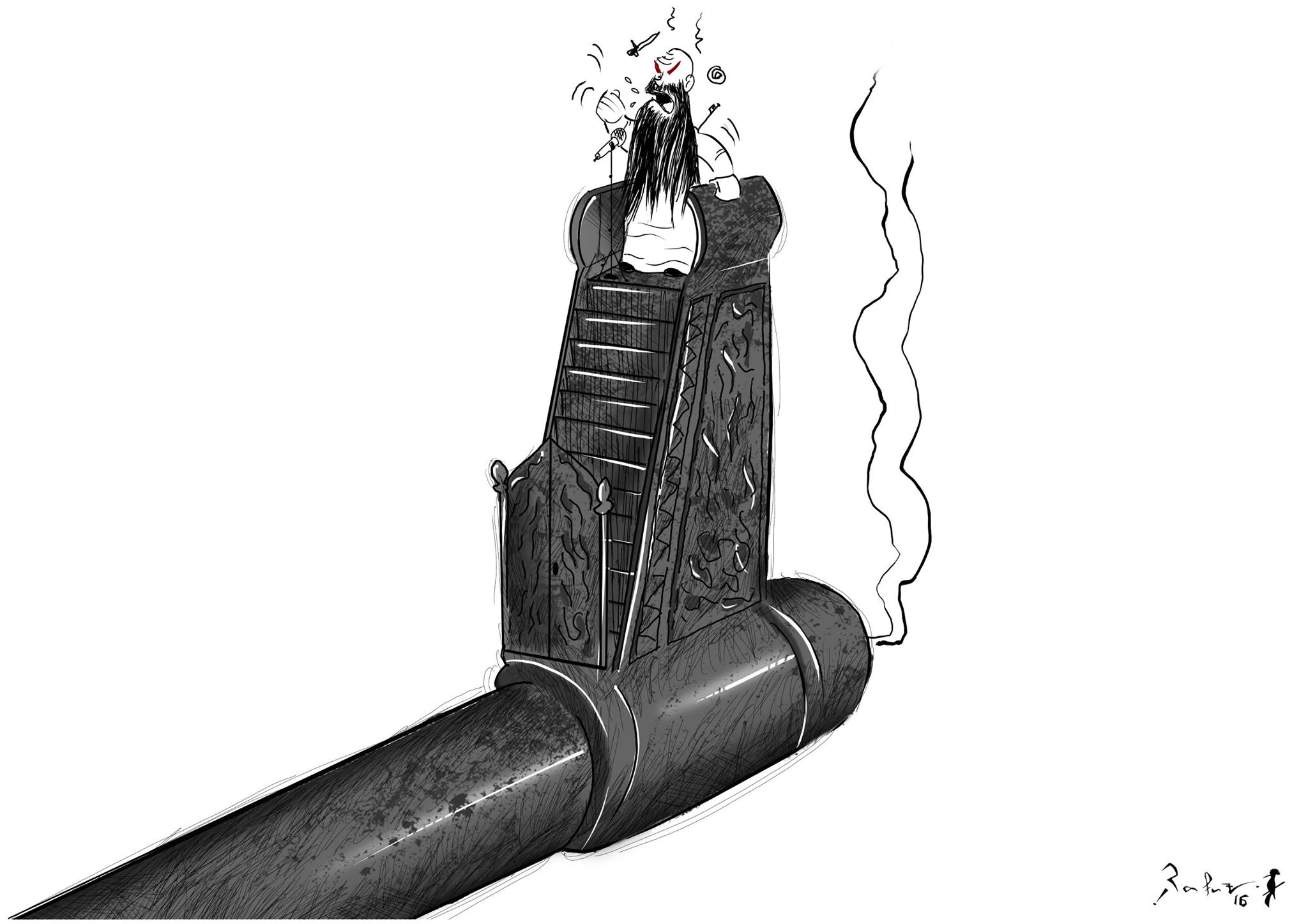Political cartoon by Rafat Alkhatib, “Religious Extremists”, 4 May 2016.