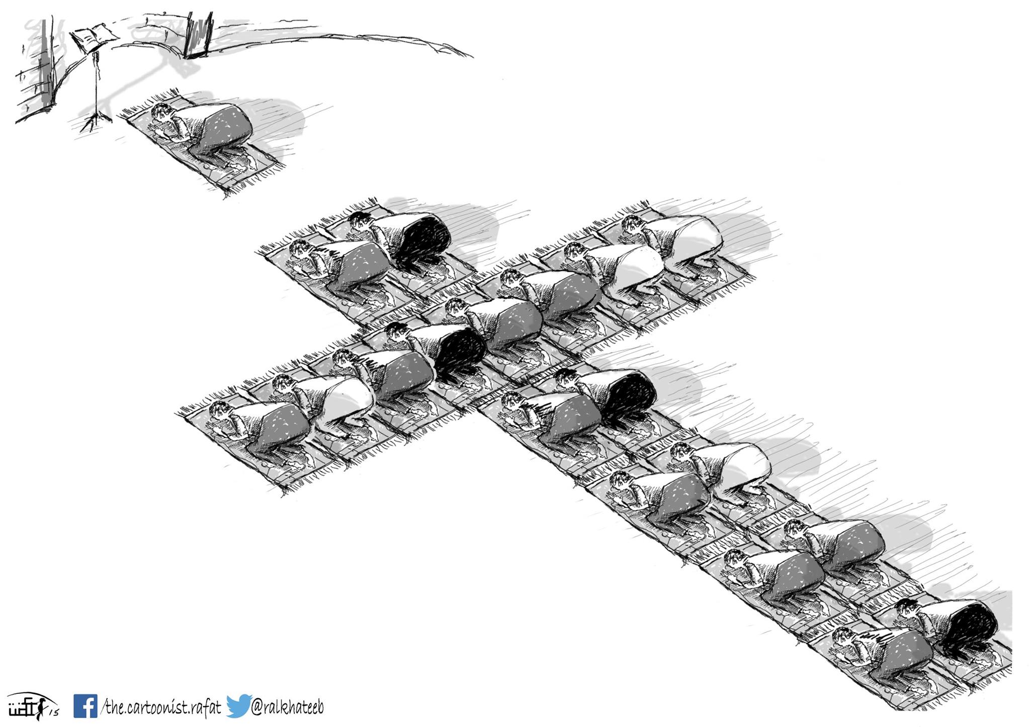 Political cartoon by Rafat Alkhatib, “Respect The Difference”, 13 March 2015.