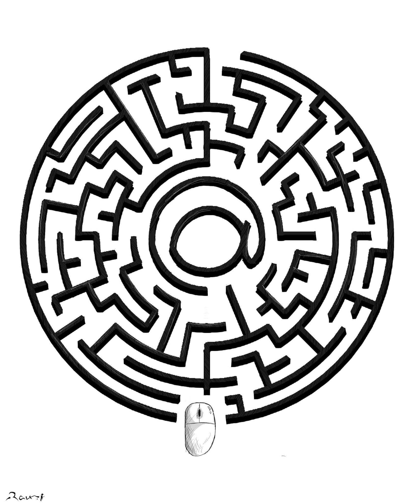 Political cartoon by Rafat Alkhatib, “Tech Maze”, 27 May 2018.