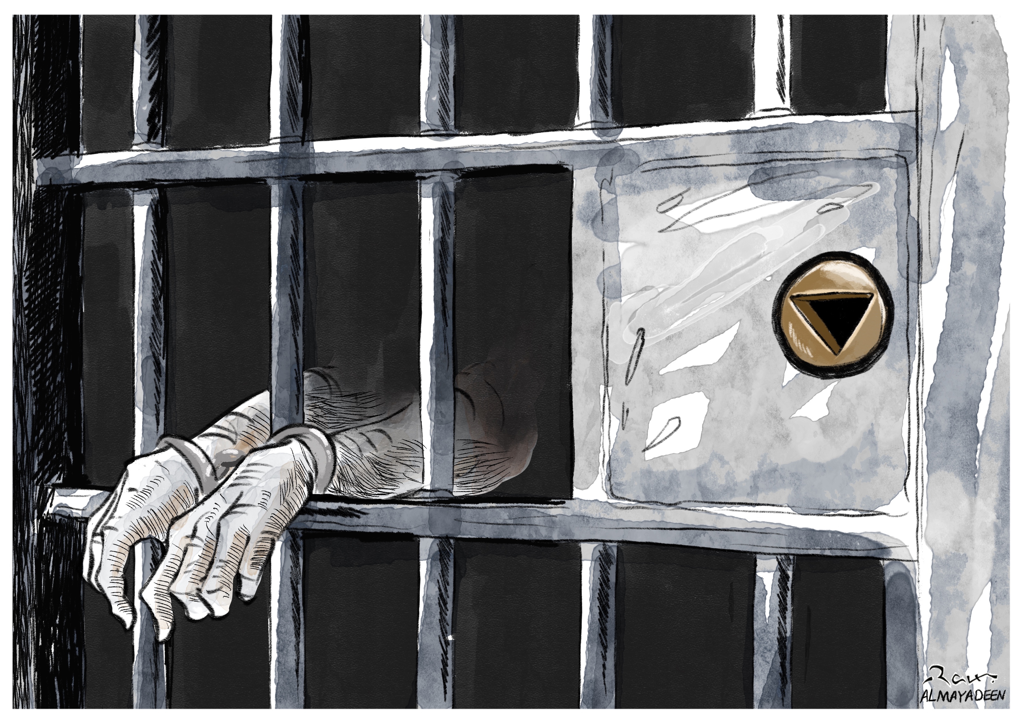 Political cartoon by Rafat Alkhatib, “The Language”, 22 November 2023.