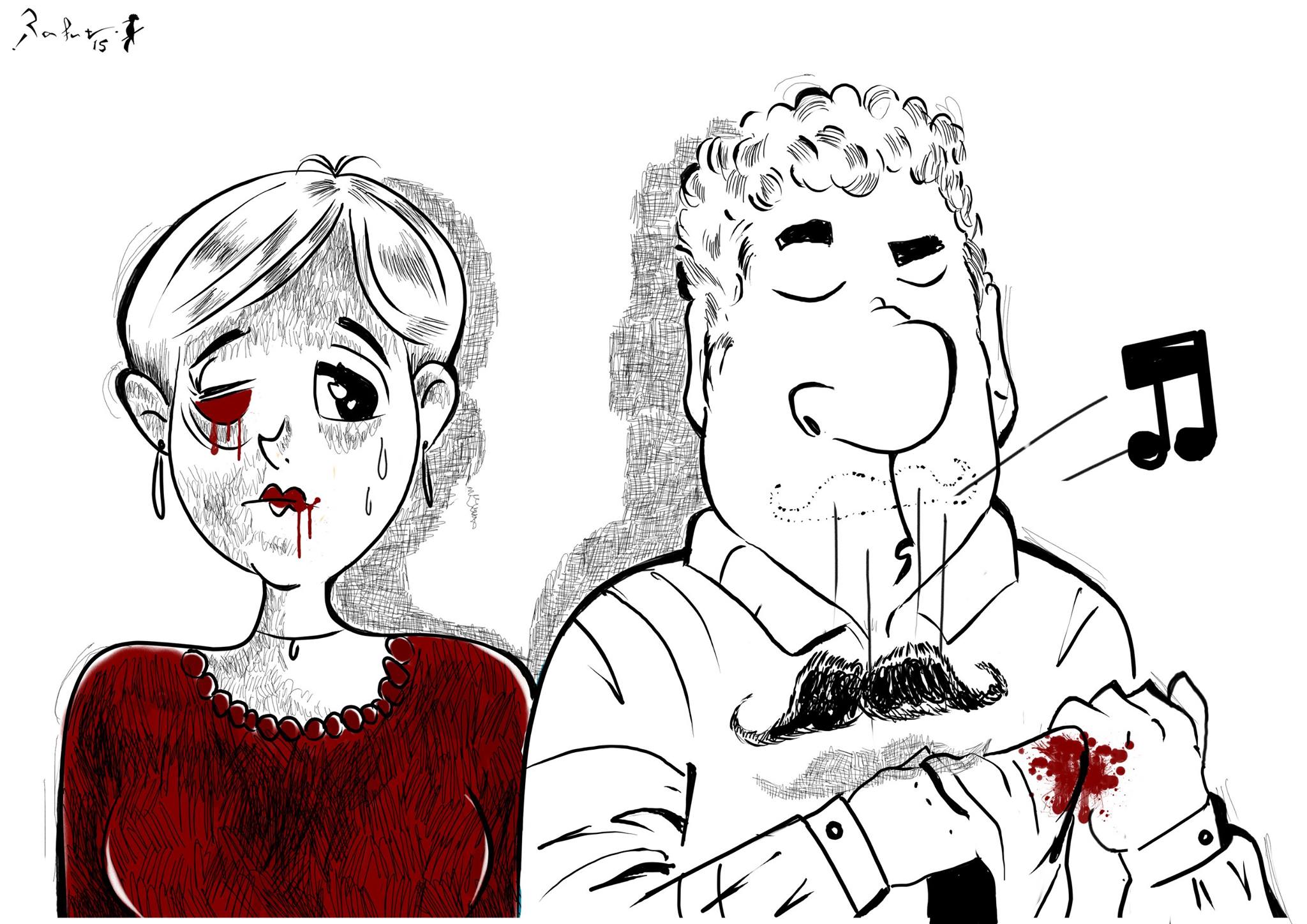 Political cartoon by Rafat Alkhatib, “Violence against women”, 26 November 2015.