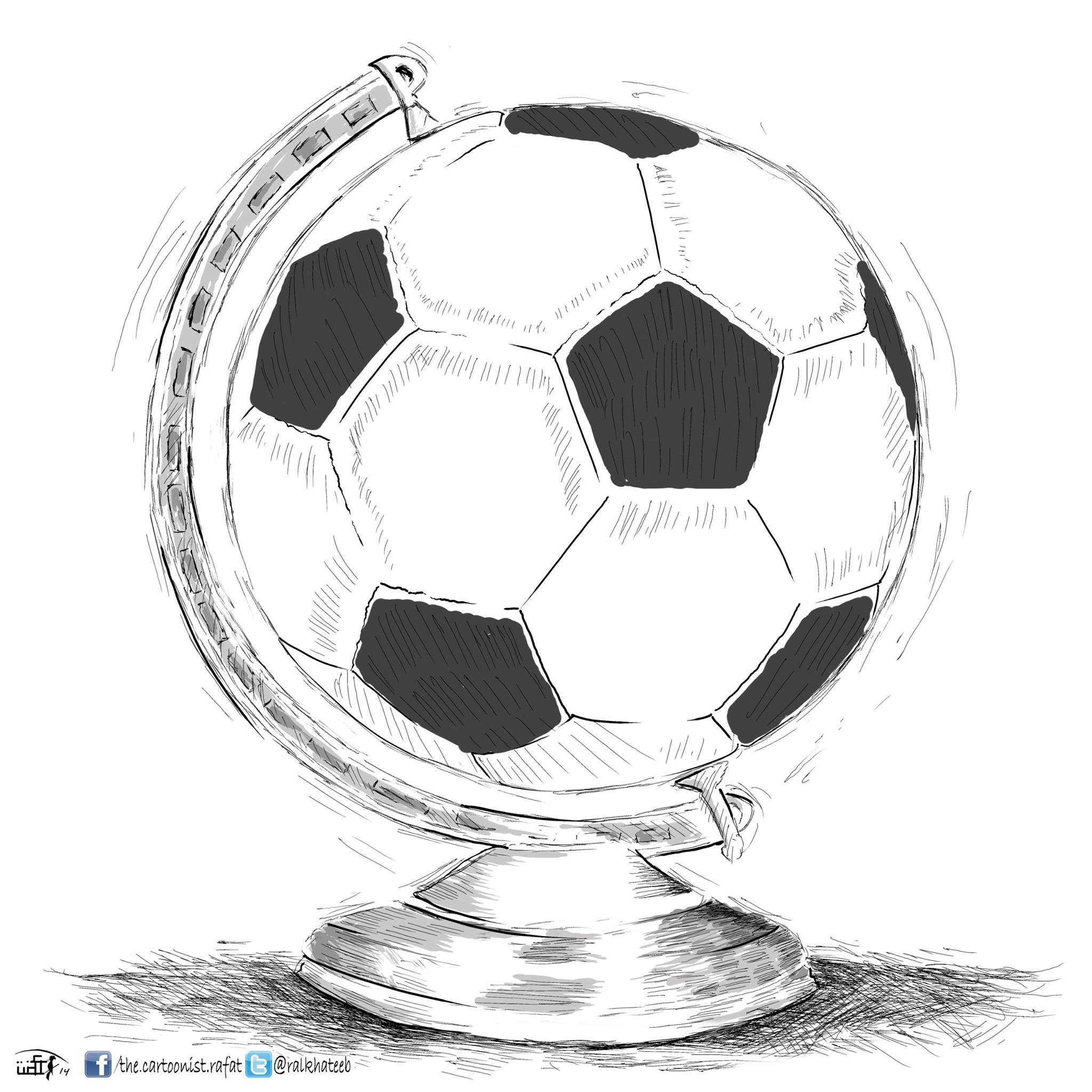 Political cartoon by Rafat Alkhatib, “World Cup 2014”, 20 June 2014.